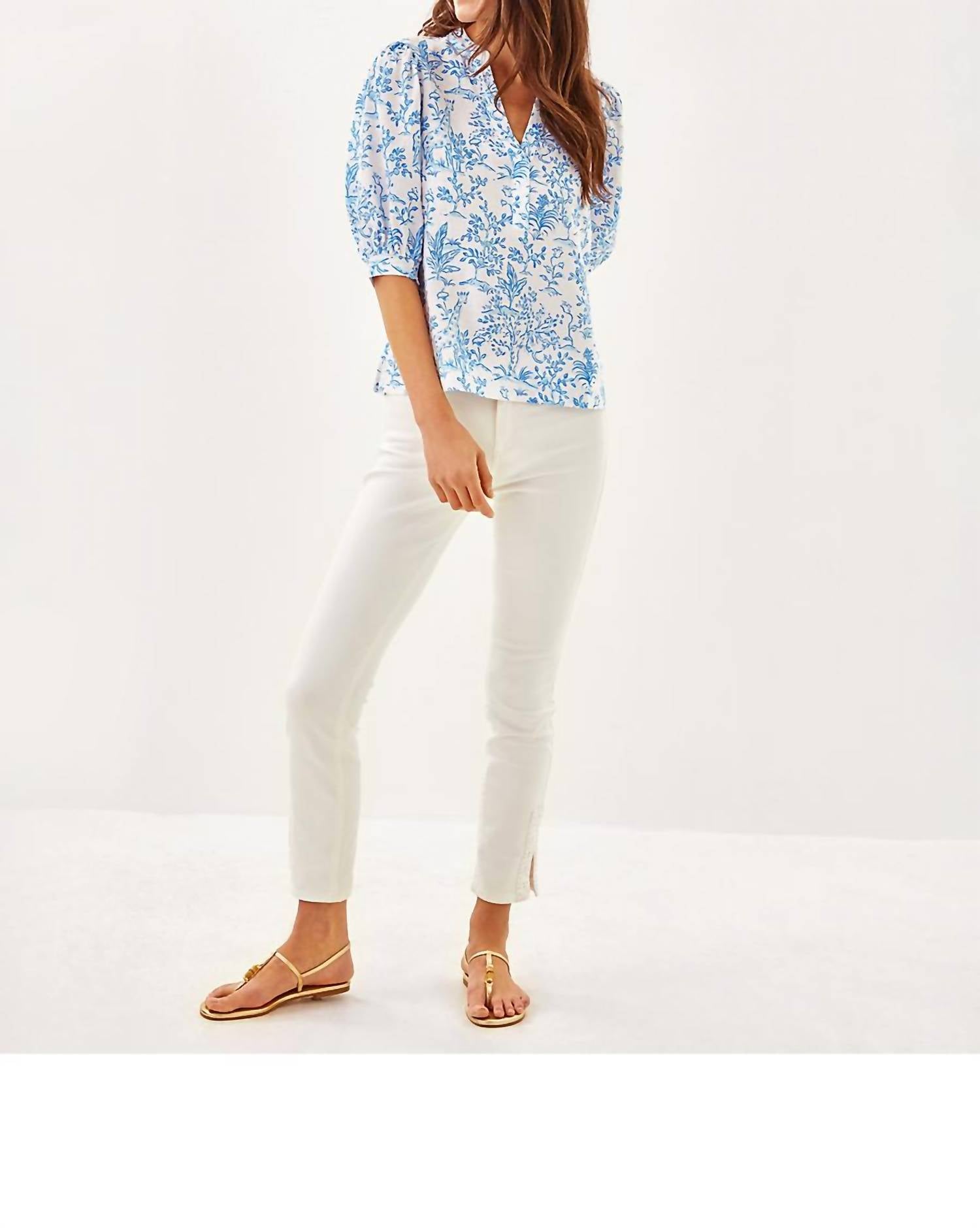 Lilly Pulitzer - Mialeigh Elbow Sleeve Linen Print Top
