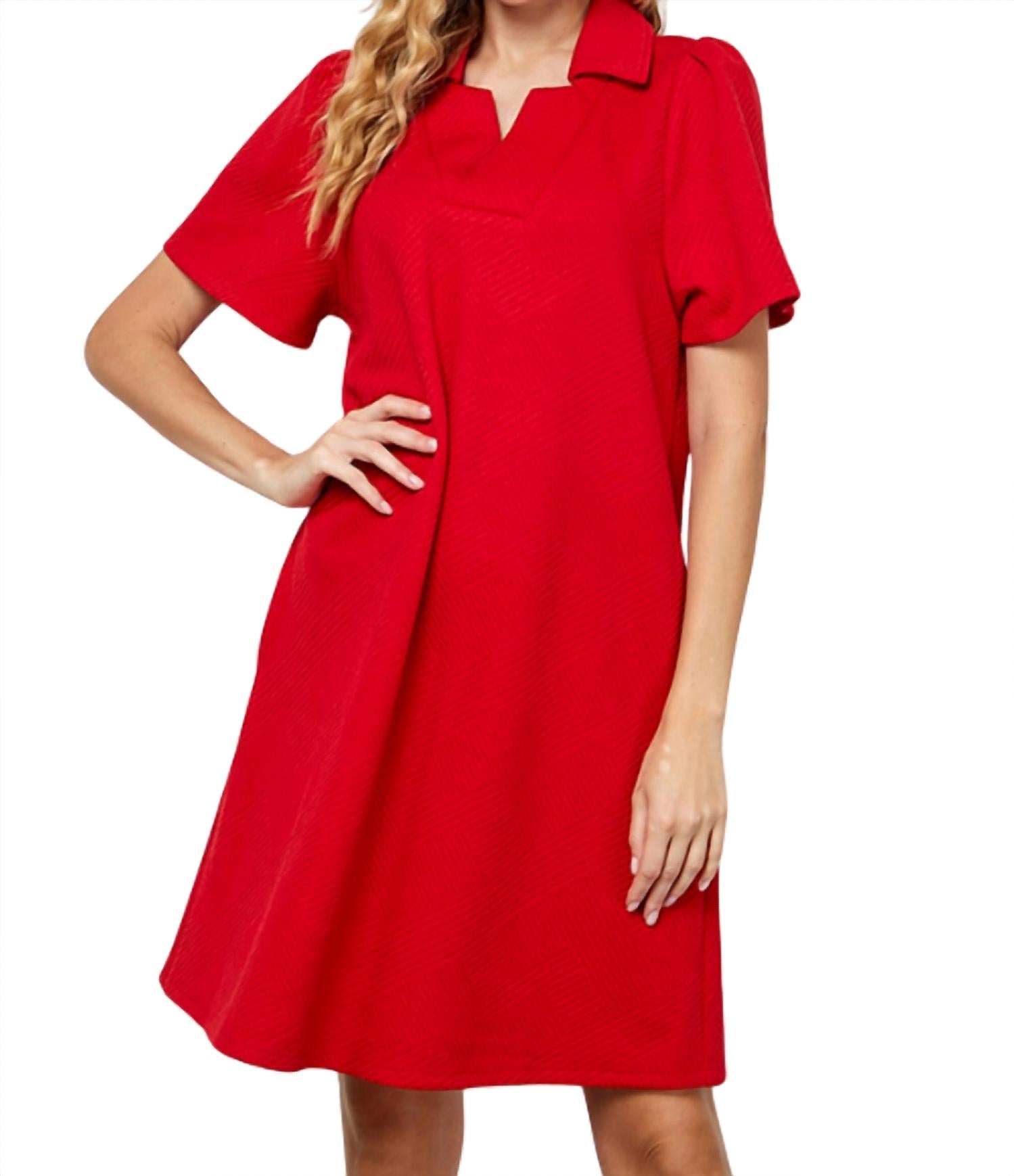 SEE AND BE SEEN Collared Textured Mini Dress - women's dress