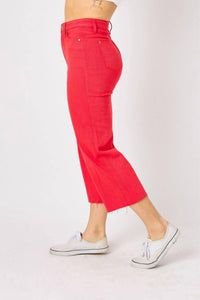 Judy Blue - Tummy Control Wide Leg Crop Jeans