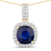 Diana M Jewels Women's Cushion Natural Sapphire Pendant Necklace (2.18 Ct) - Classic Plus in 18k yellow gold - women's jewelry