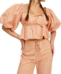 Jacquie The Label Nikita Stripe Top in apricot - women's blouse