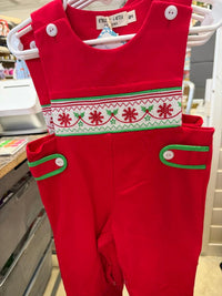 Rylee Faith Designs - Boys Christmas Smocked Jon Jon With Snowflakes