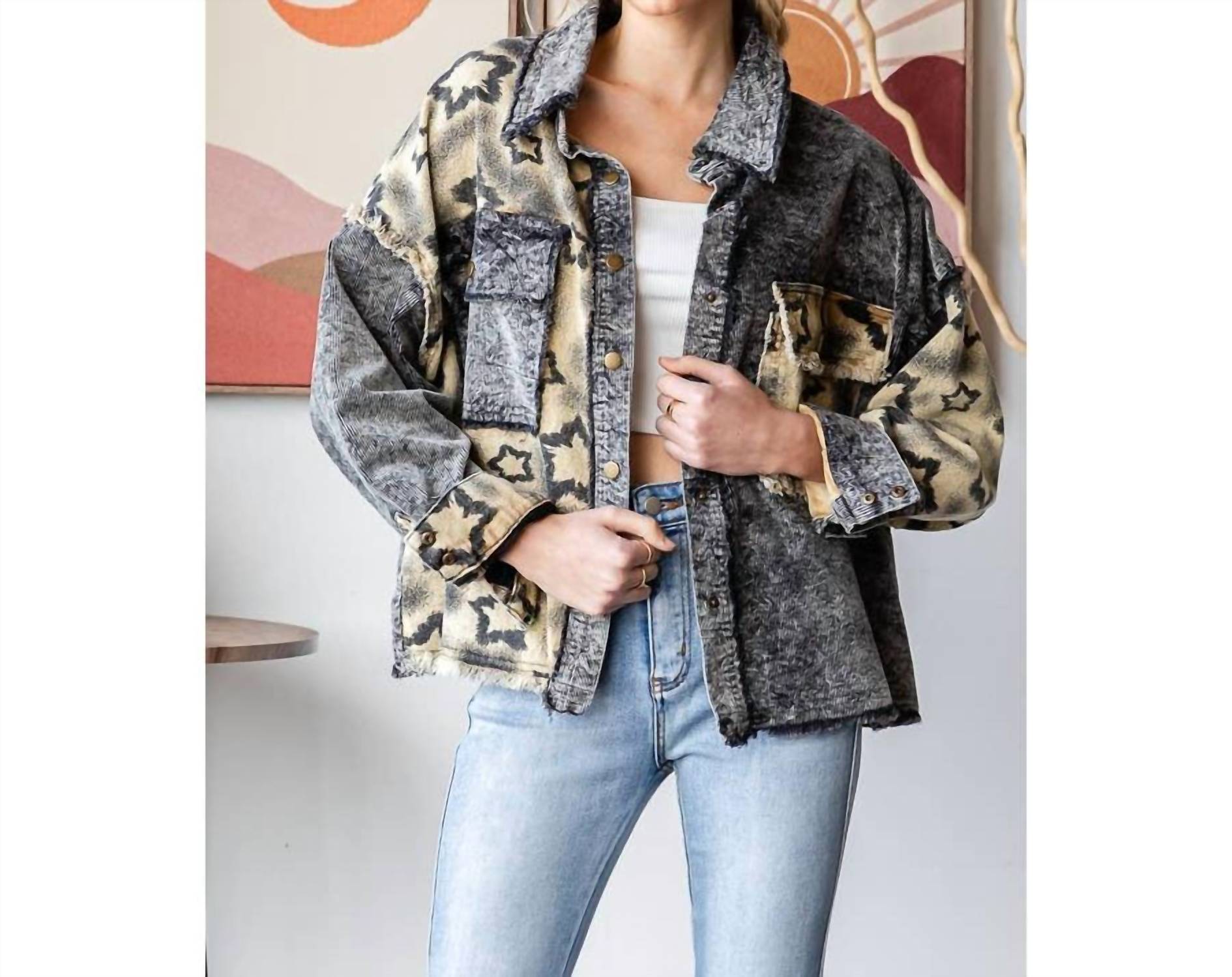 Oli & Hali - Washed Star Print Corduroy Mix Jacket