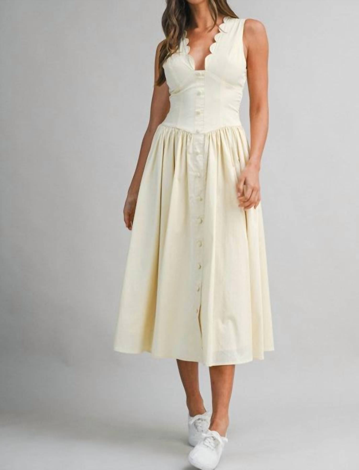 MABLE Serena Dress in off white - women's dress