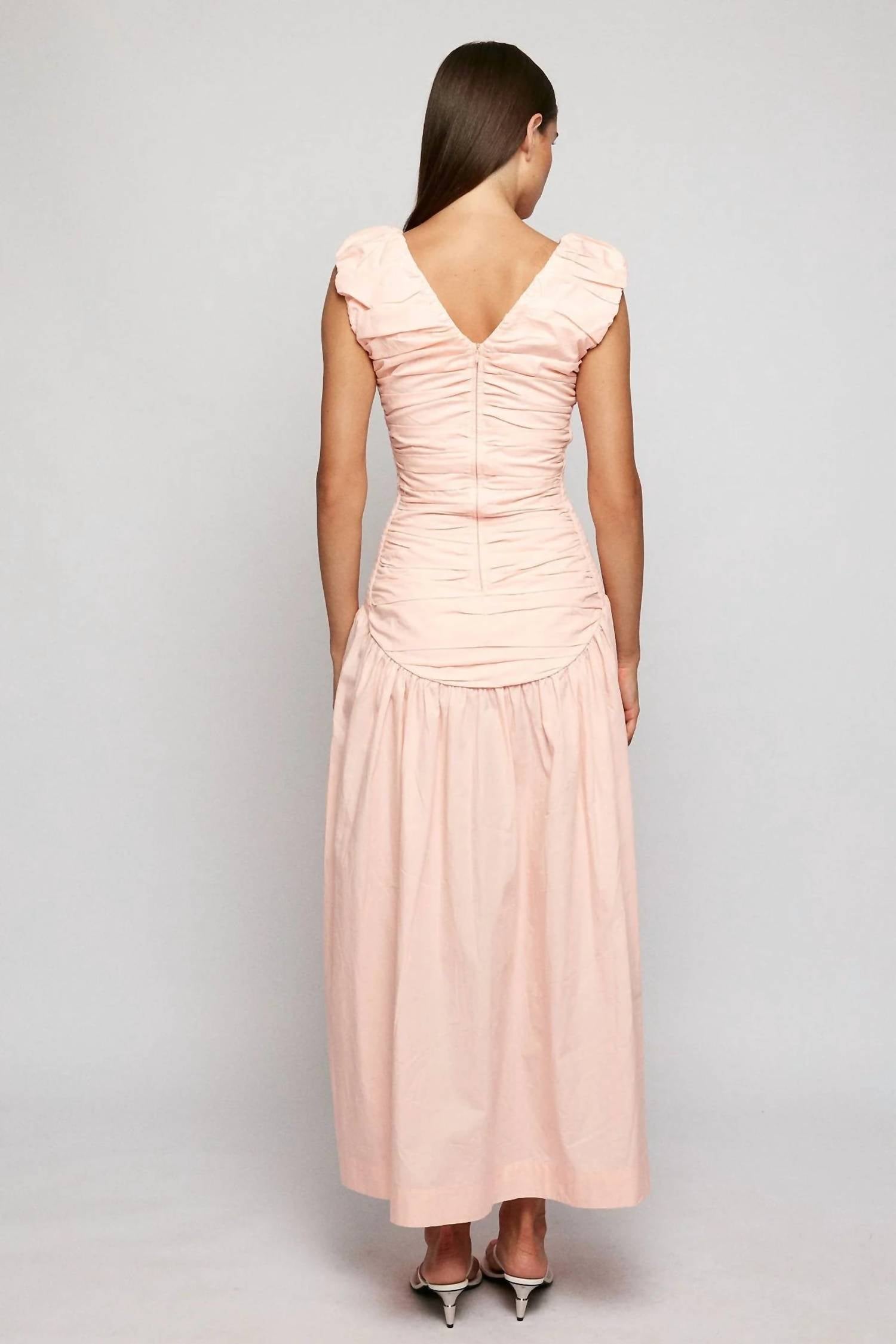 S/W/F - Ruched Low Hem Midi Dress