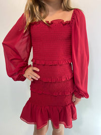 Katie J NYC Girls Laila Dress in red silky georgette - kids' dress - view 4