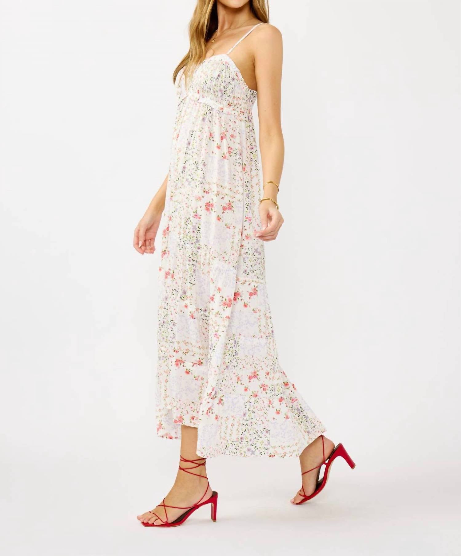 Lovestitch - Smocked Ditsy Floral Tiered Maxi Dress
