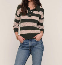 heartloom Kendi Rugby Stripe Sweater Top in kale - women's sweater