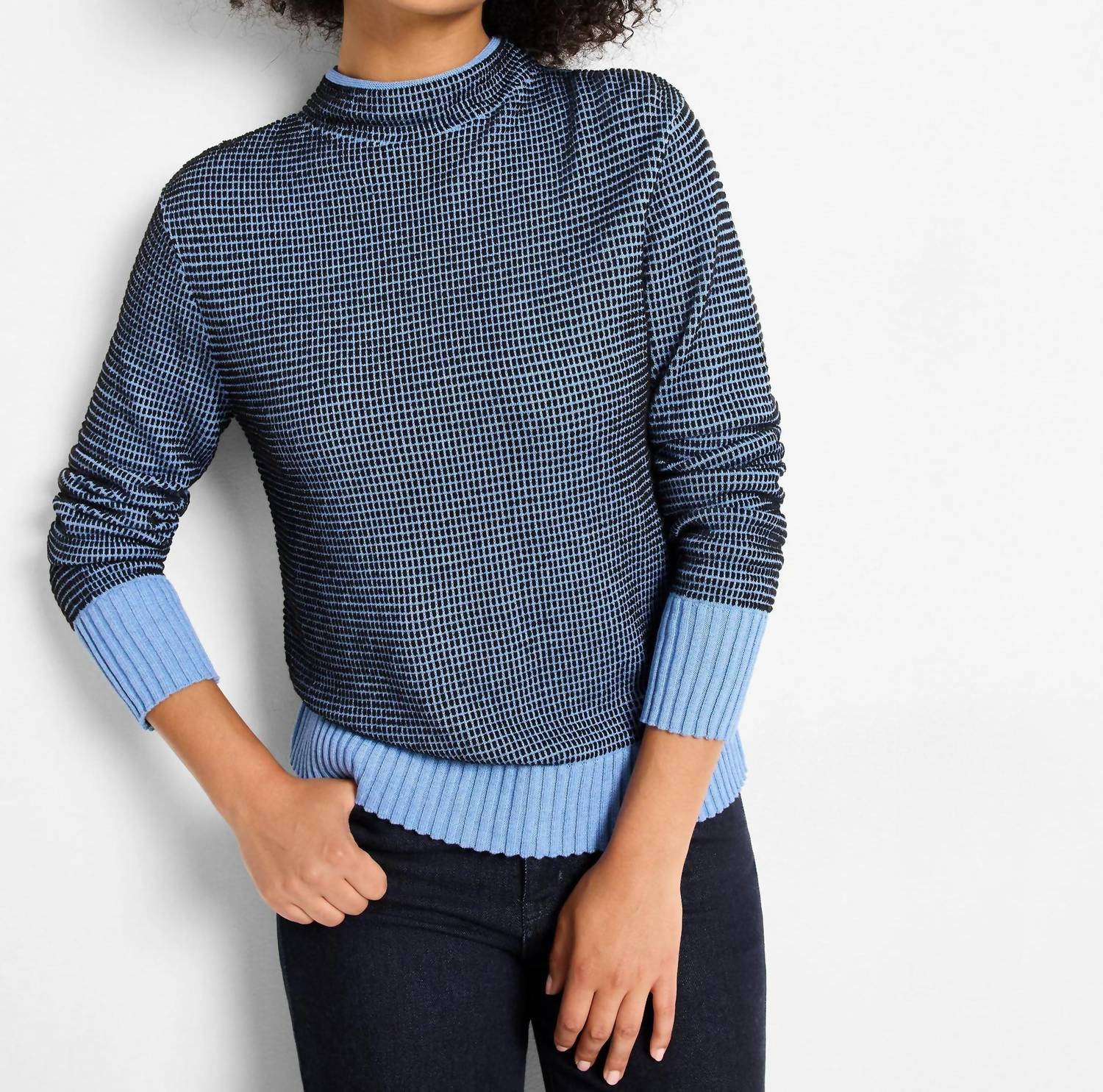 Nic + Zoe - Funnel Neck Pixel Knit Sweater