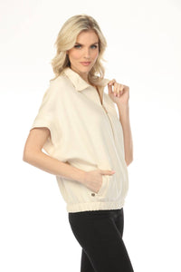 Joseph Ribkoff - Dolman Sleeve Zip Front Boxy Jacket