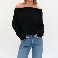 SIX/FIFTY Anywhere Sparkle Top in black - women's long sleeve top