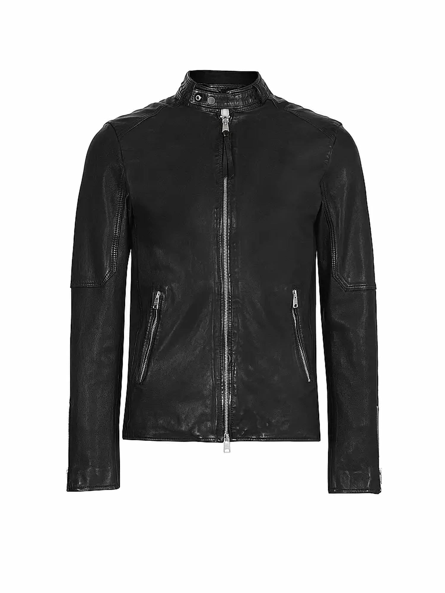 Allsaints - Cora Leather Snap Back Collar Jacket