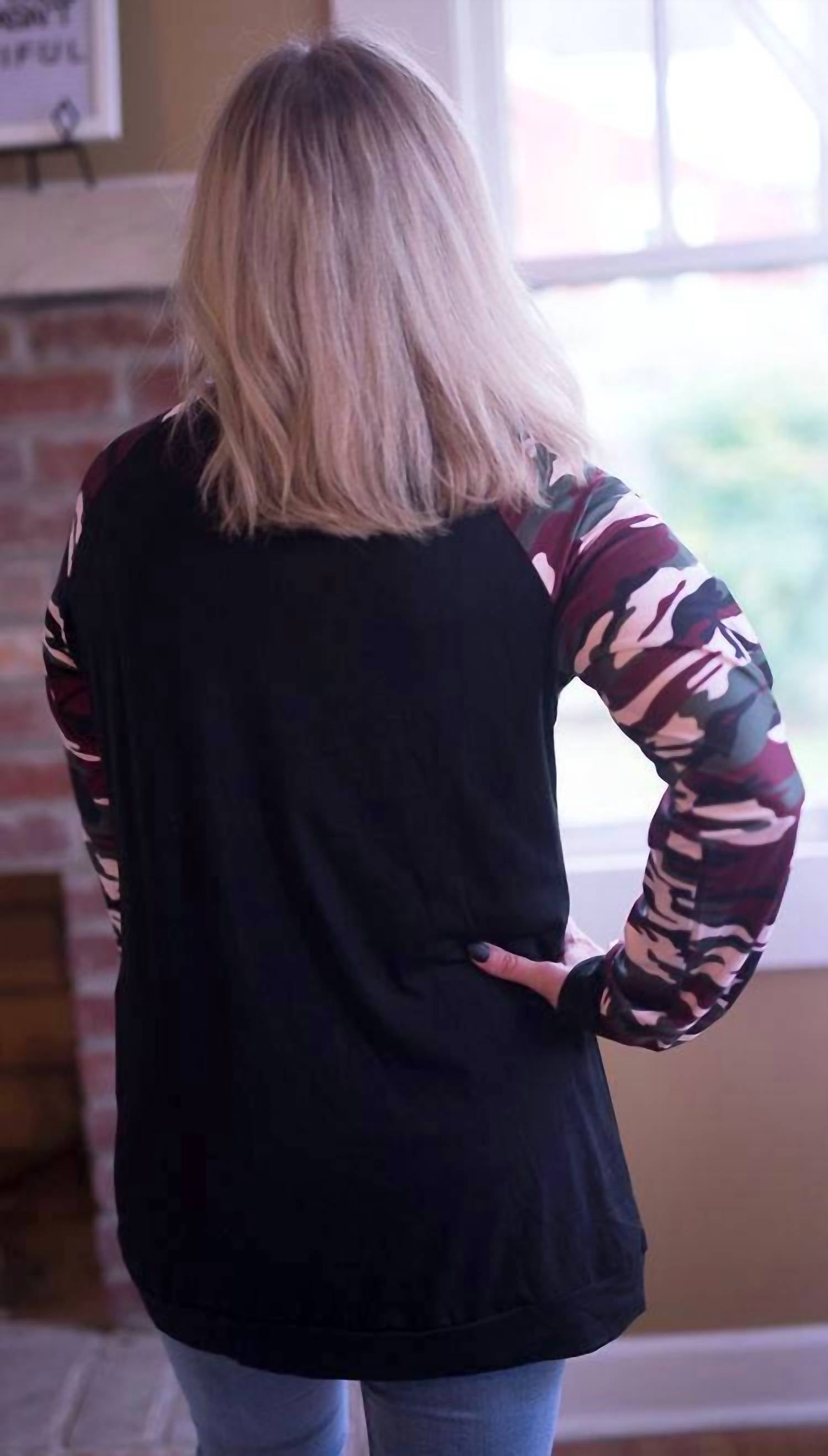 Shirley Stone - Camo Raglan Top