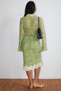 Bailey Rose - Fawn Floral Lace Trim Midi Skirt