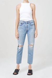 AGOLDE Women's Riley High Rise Straight Crop Jean in blitz - women's jeans