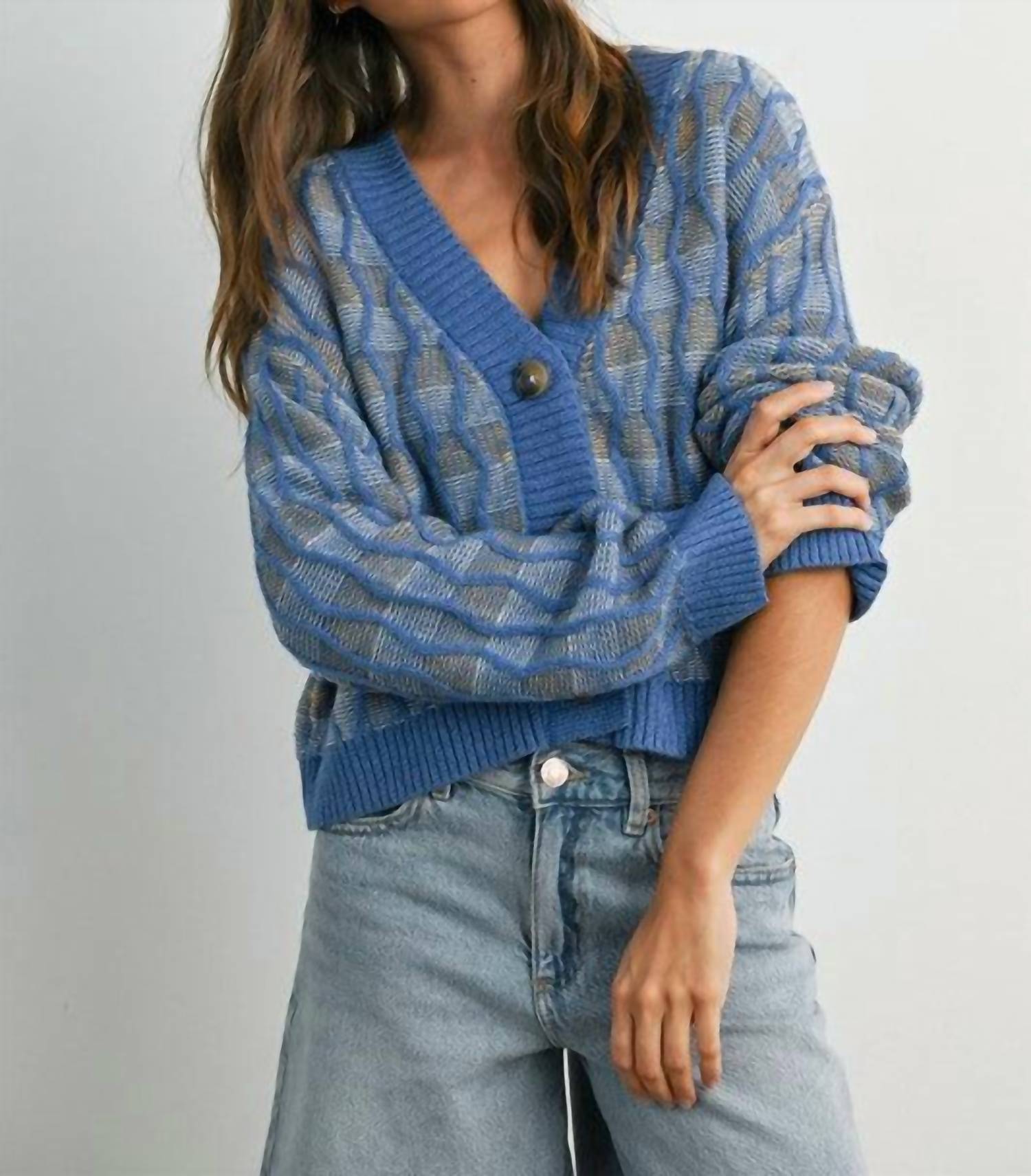 Buttermelon - Geometric V-neck Sweater