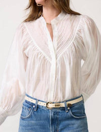THE SHIRT Shiv Ruffled Shirt in white 1 - women's long sleeve top - alternate view