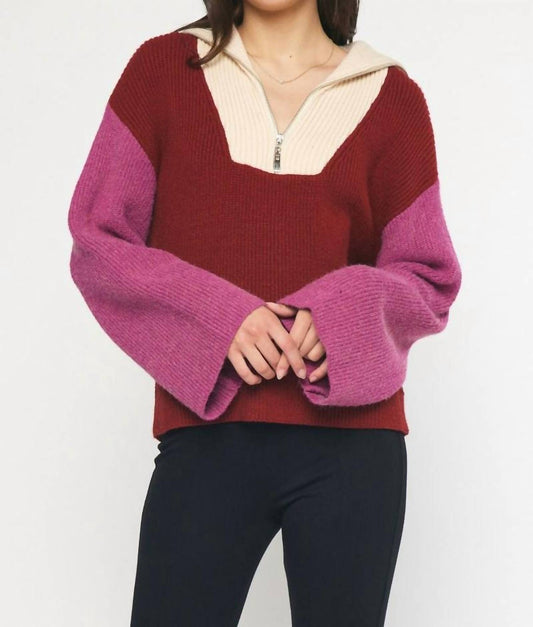 Colorblock Half Zip Top