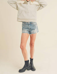 Aemi + Co - Dove Funnel Neck Half Zip Sweatshirt