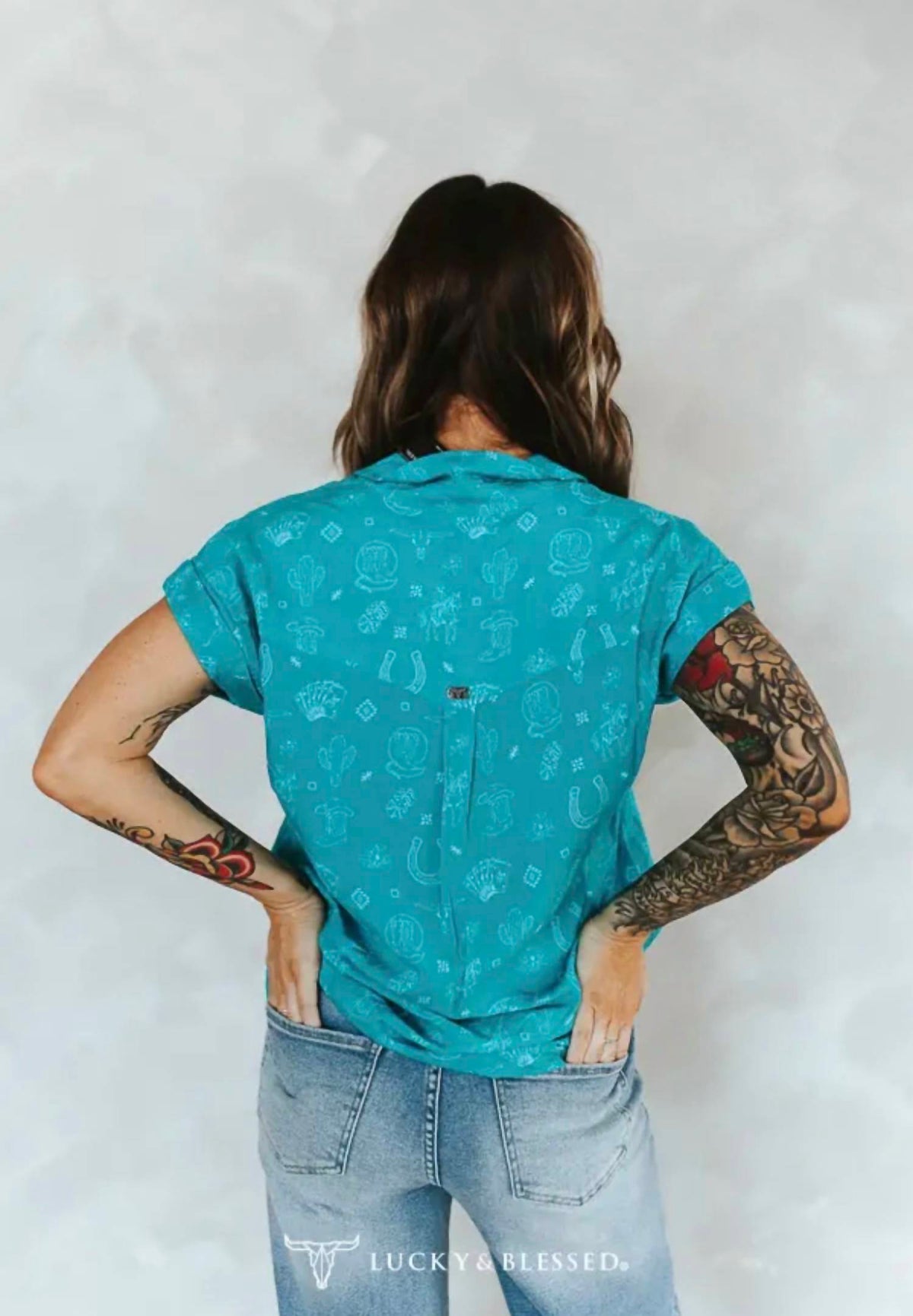 Lucky & Blessed - Western Icon Button Down Shirt