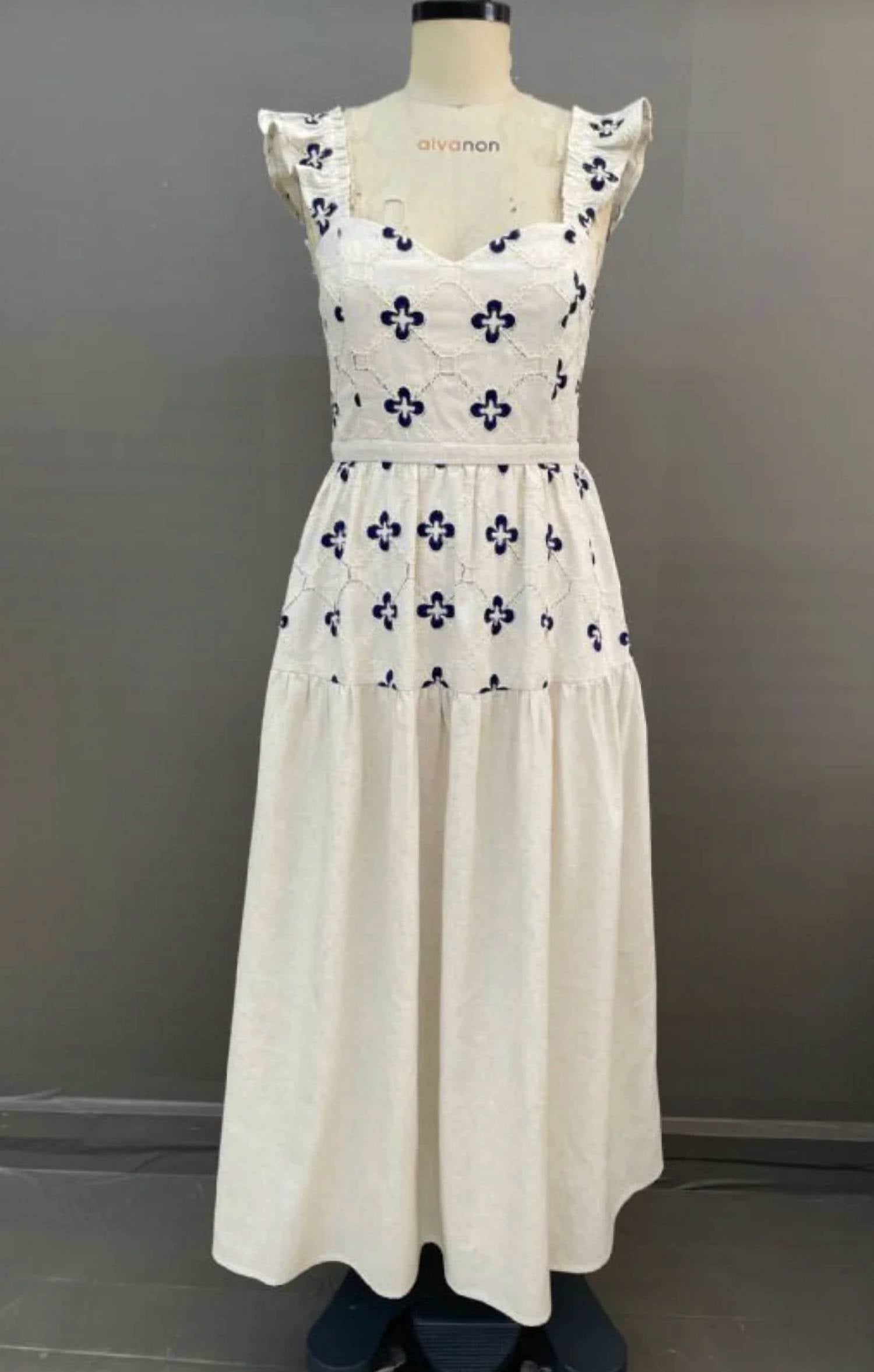 Moon River - Women's Jessica Ruffle Sleeve Midi Dress