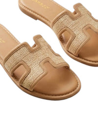 Bamboo Women's Flat Sandal in beige - women's flats - detail view