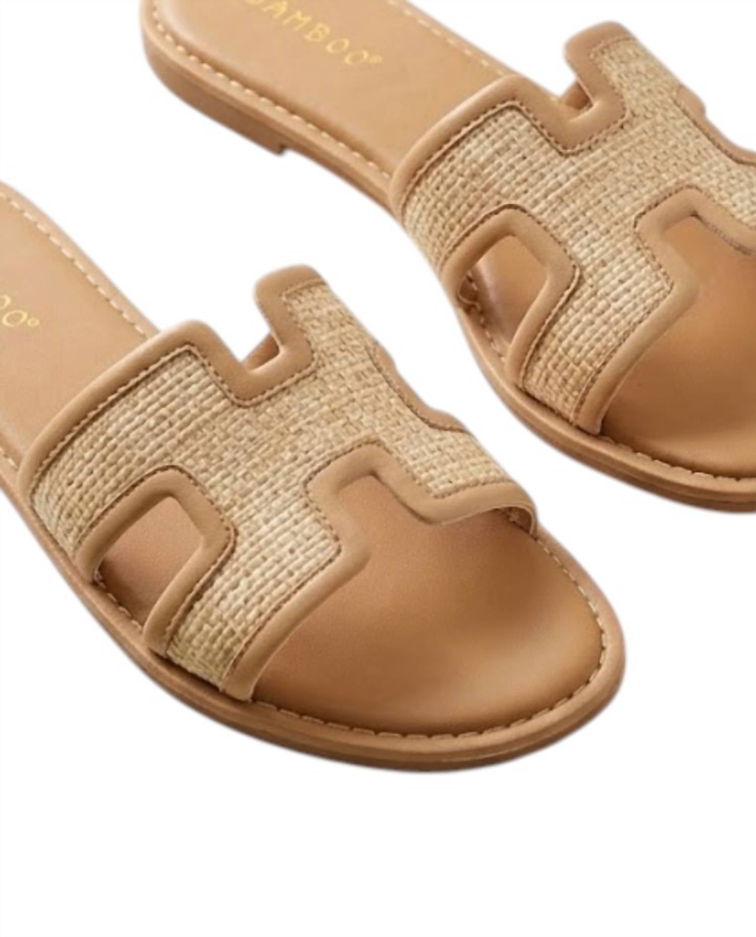 Bamboo Women's Flat Sandal in beige - women's flats - detail view