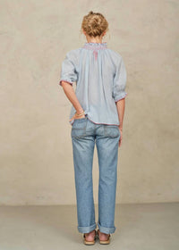M.A.B.E. - Talia Embroidered Short Sleeve Top