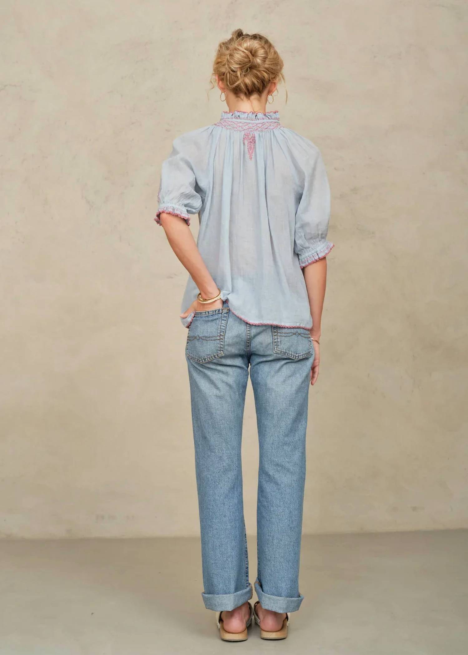 M.A.B.E. - Talia Embroidered Short Sleeve Top