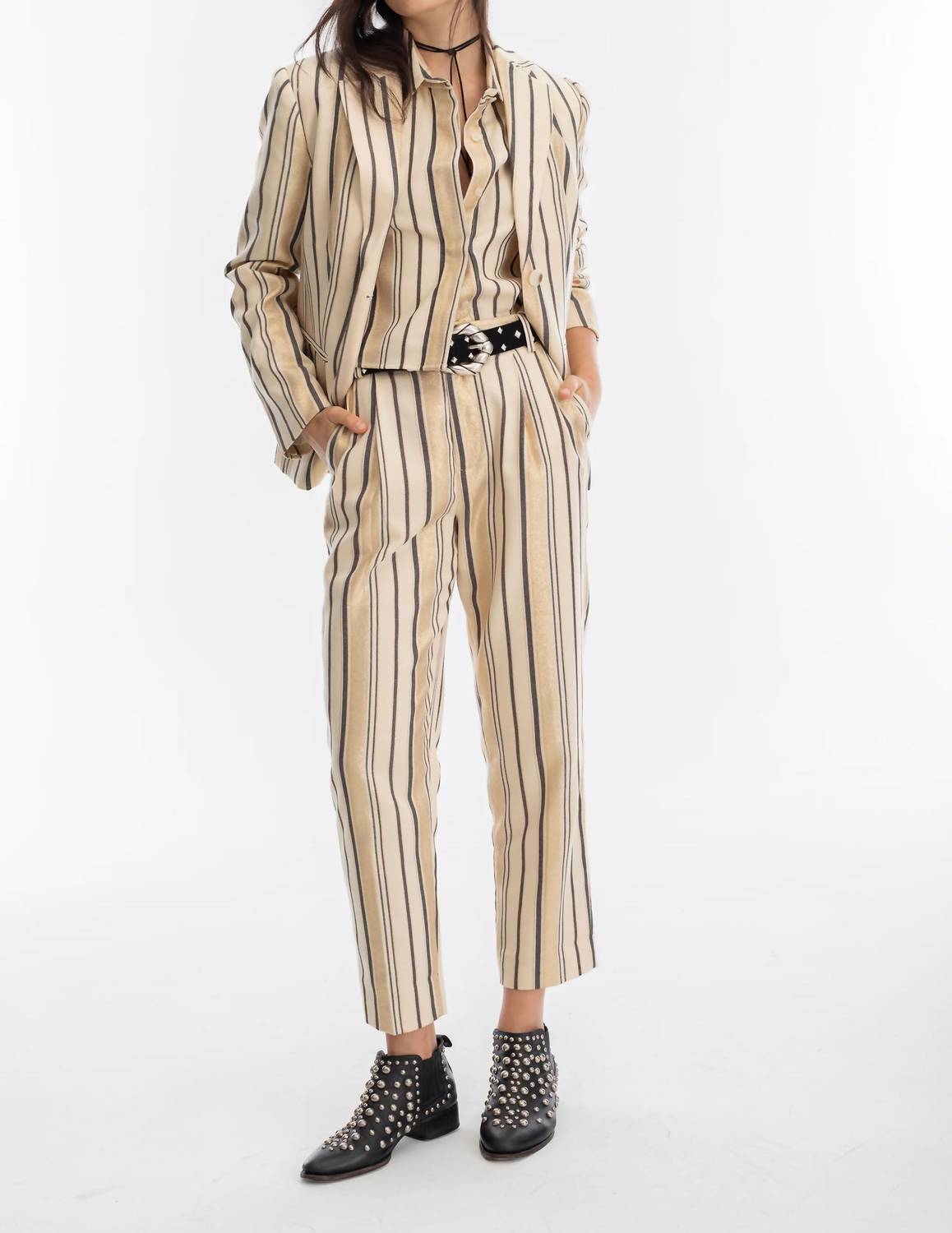 Lanhtropy - Rome Jacquard High Waist Pants