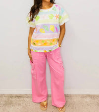 Queen Of Sparkles - Colorblock Stripe Shell Tee