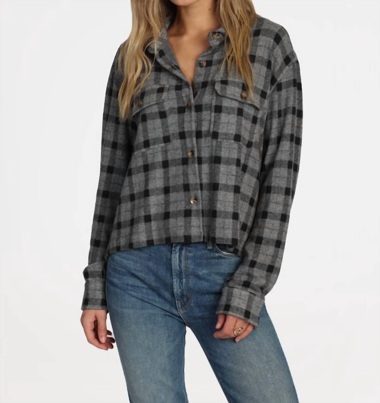 Dylan Crop Shirt Jacket in black - women's shirt