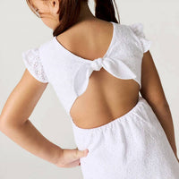 Posh Peanut - Girls Eyelet Tie Back Ruffled Twirl Dress