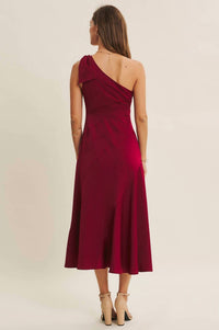 In February - Bordeaux One Shoulder Midi Dress