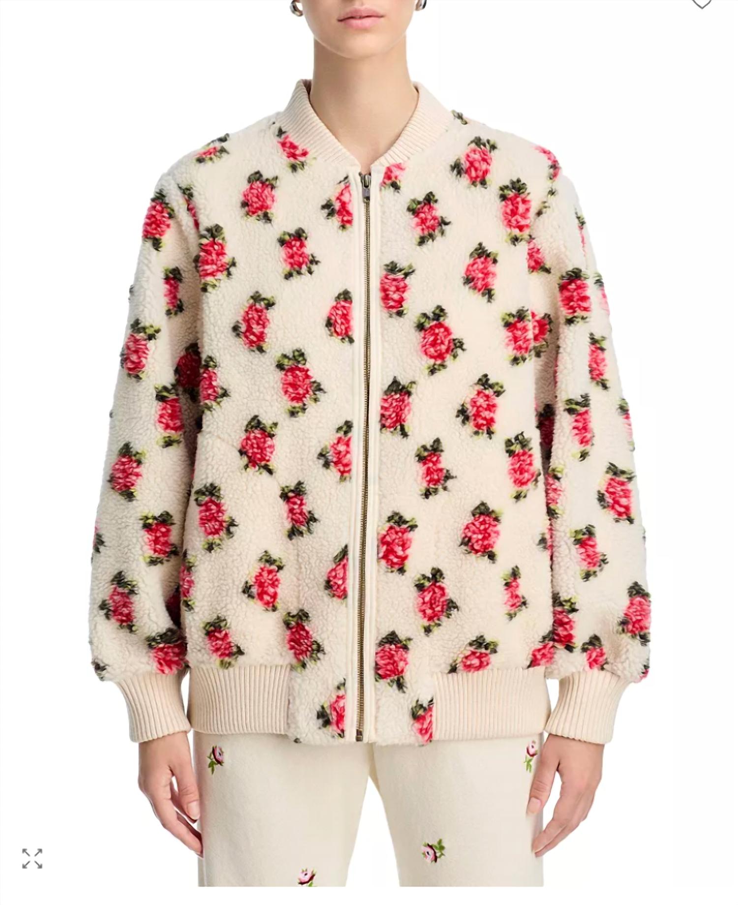 The Great. - Zip Front Rose Bomber Jacket