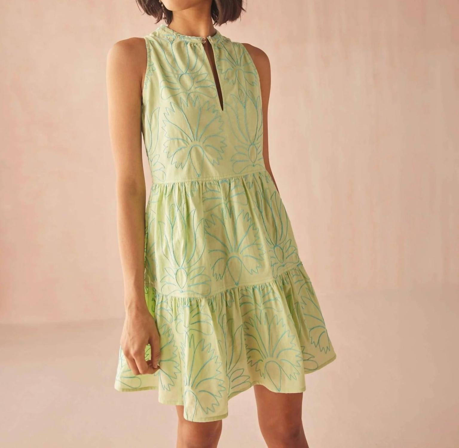 OMIKA Elsie Mini Dress in laila agave - women's dress - detail view