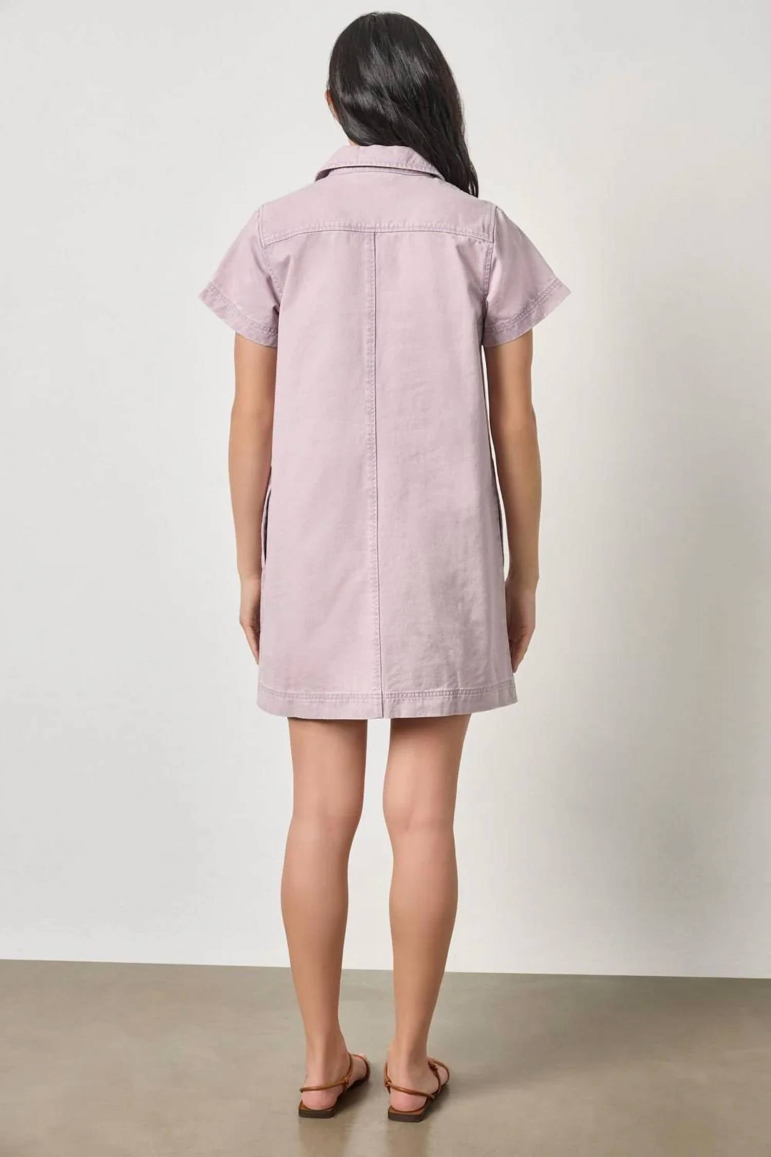 Lilla P - Twill Split Neck Collared Dress