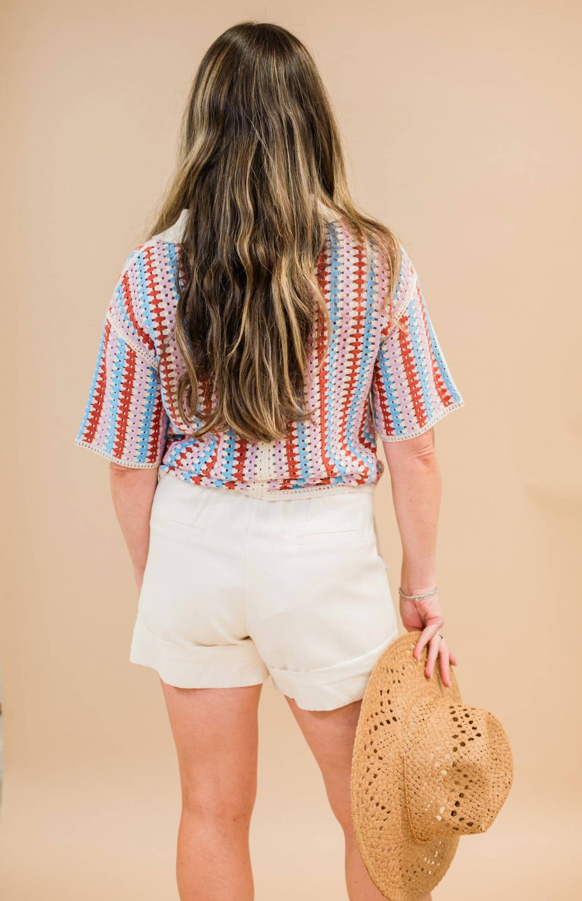 Strut & Bolt Seagrove Linen Shorts in ecru - women's shorts - detail view
