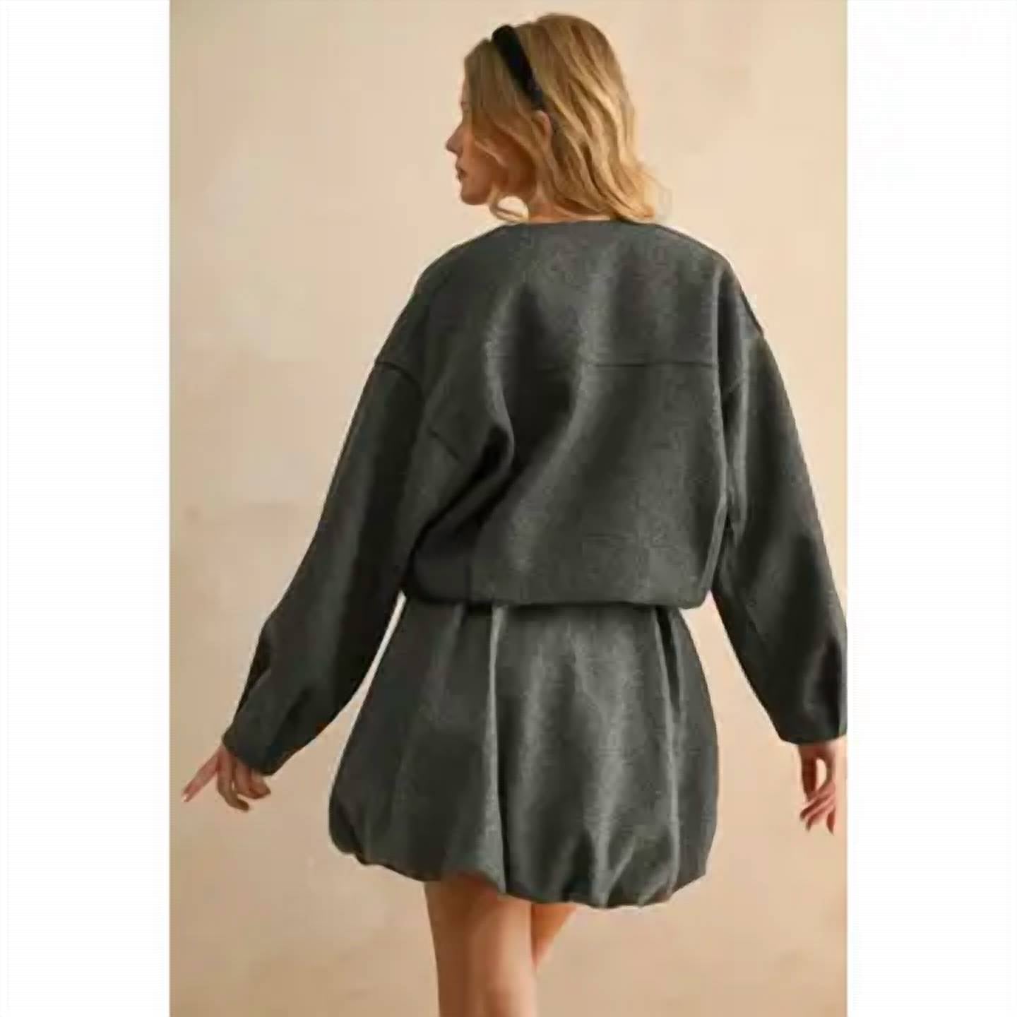Miou Muse - Nina Pleated Detail Balloon Mini Skirt
