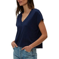 Michael Stars Harlan Cropped V-Neck Tee in nocturnal - women's t-shirt - alternate view