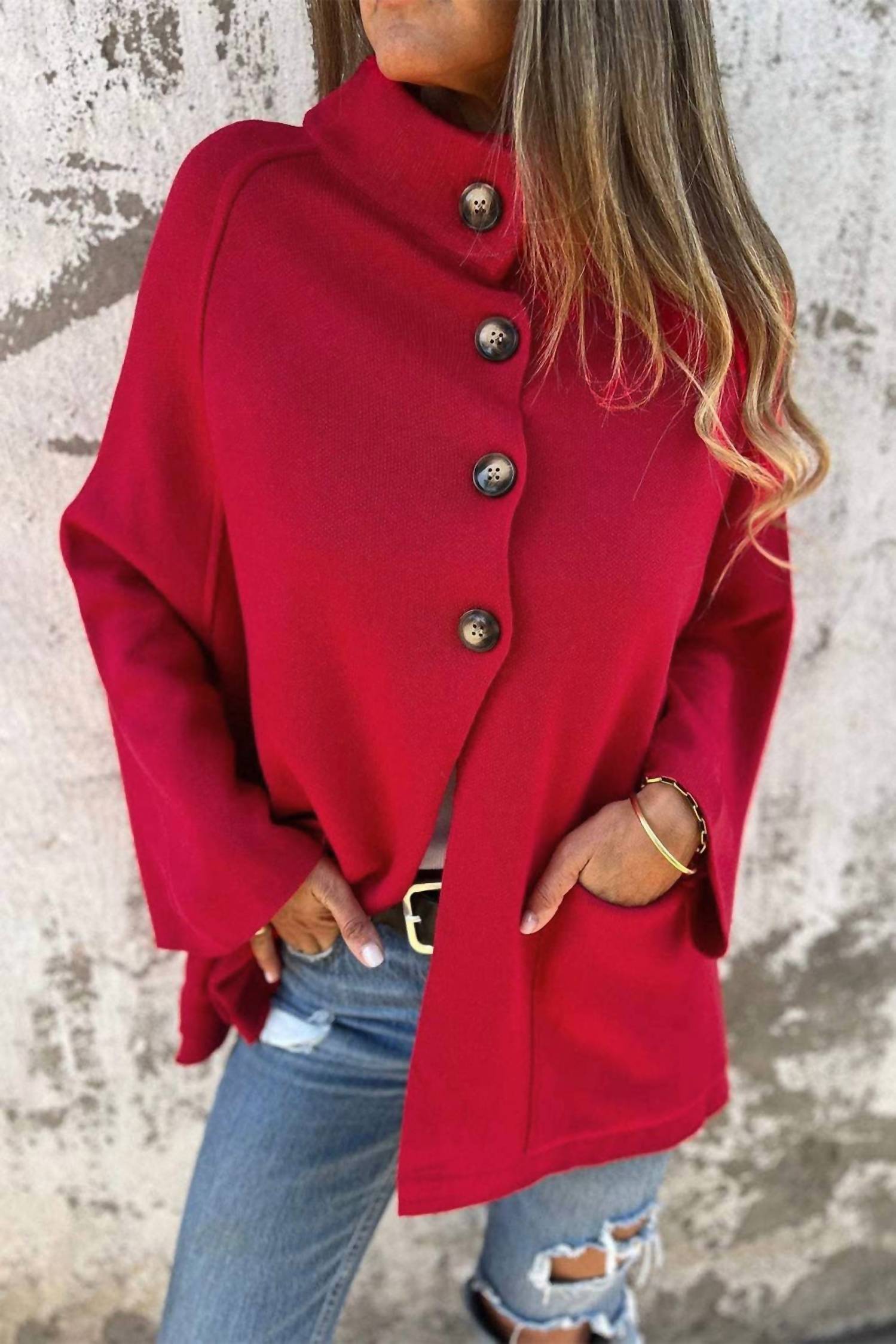 Lovesoft - Collared Button Front Wrapped Cardigan