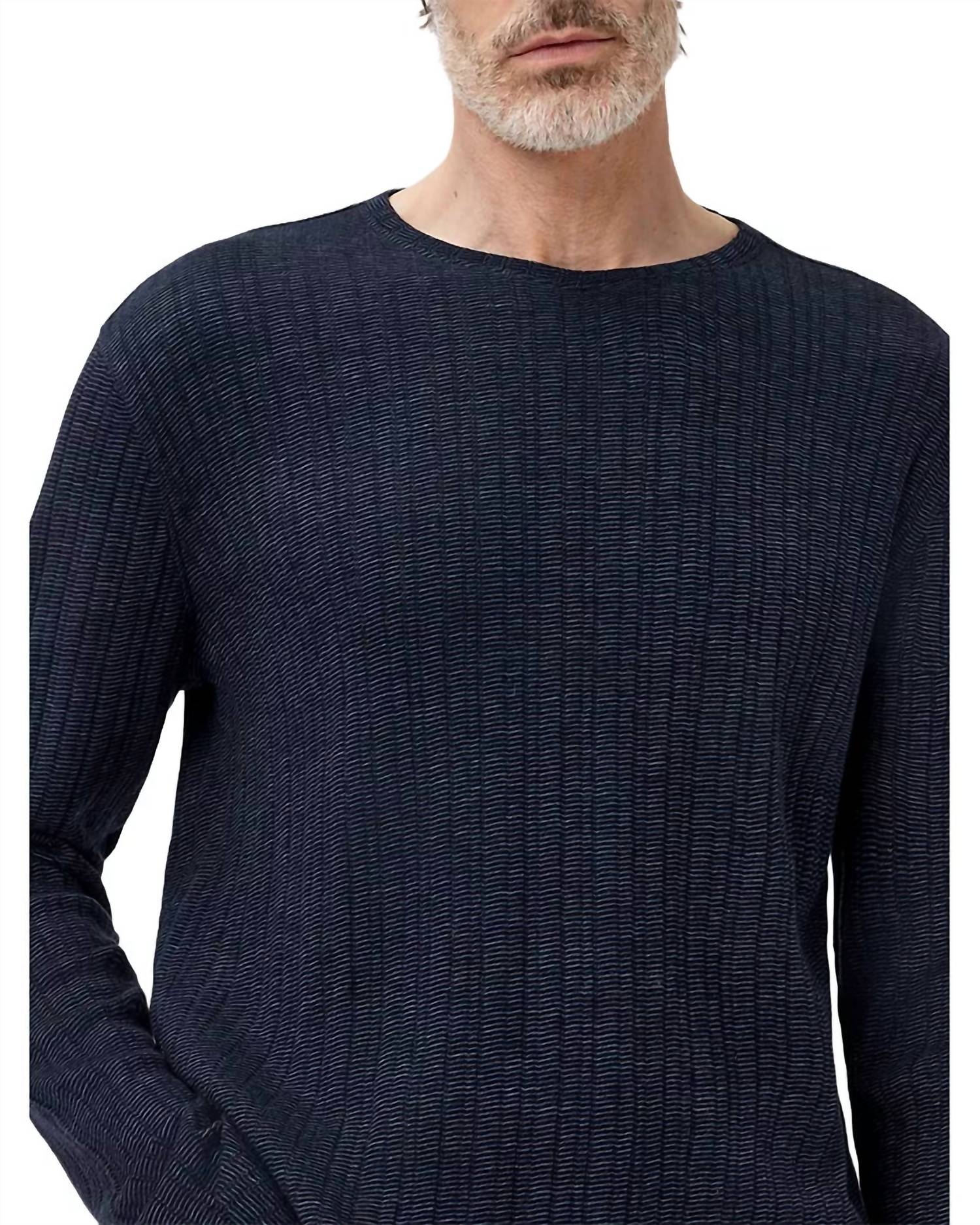 John Varvatos Fern Crew Neck Sweater in navy - men's sweater - alternate view