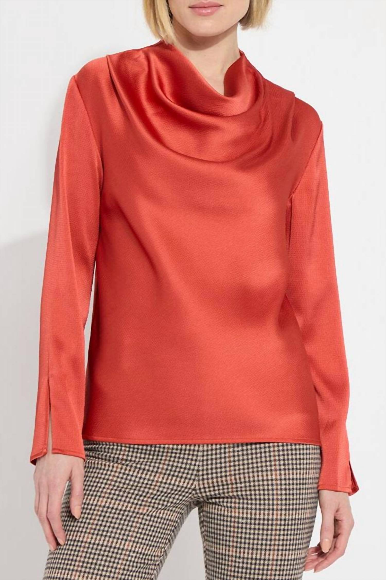 Lysse - Hammered Satin High Cowl Neck Blouse