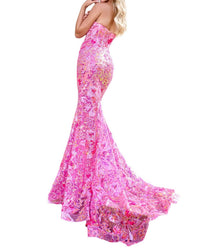 Portia&Scarlett - FLORAL APPLIQU√â STRAPLESS CORSET FIT-AND-FLARE GOWN WITH SWEEP TRAIN