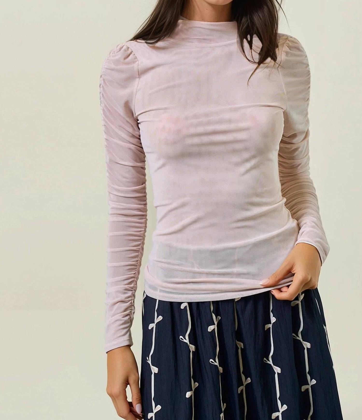 Doe And Rae - Semi Sheer Mock Neck Top