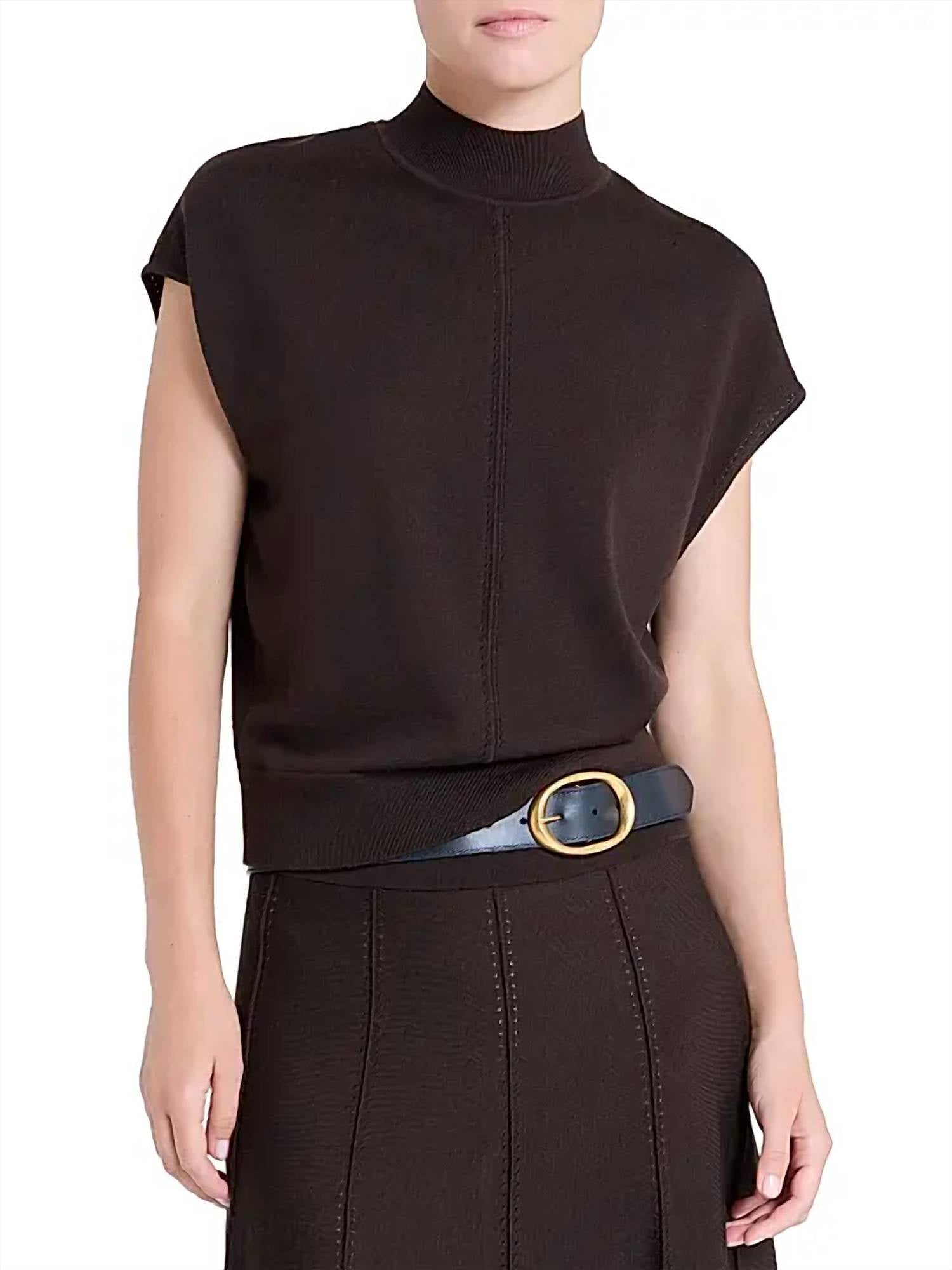 TWP Wren Wool Mock Turtleneck Top in delicioso - women's blouse