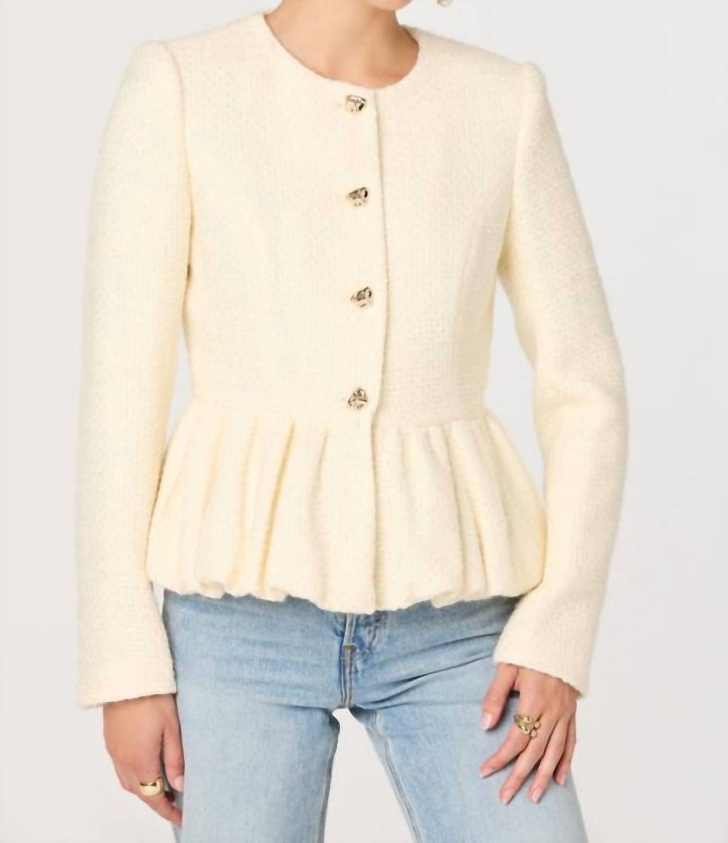 ASTR Nicolle Textured Peplum Jacket in cream - women's jacket