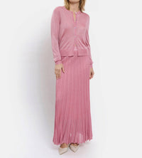Maison Lurex Women's Gala Lurex Cardigan in malabar rose - women's cardigan - detail view