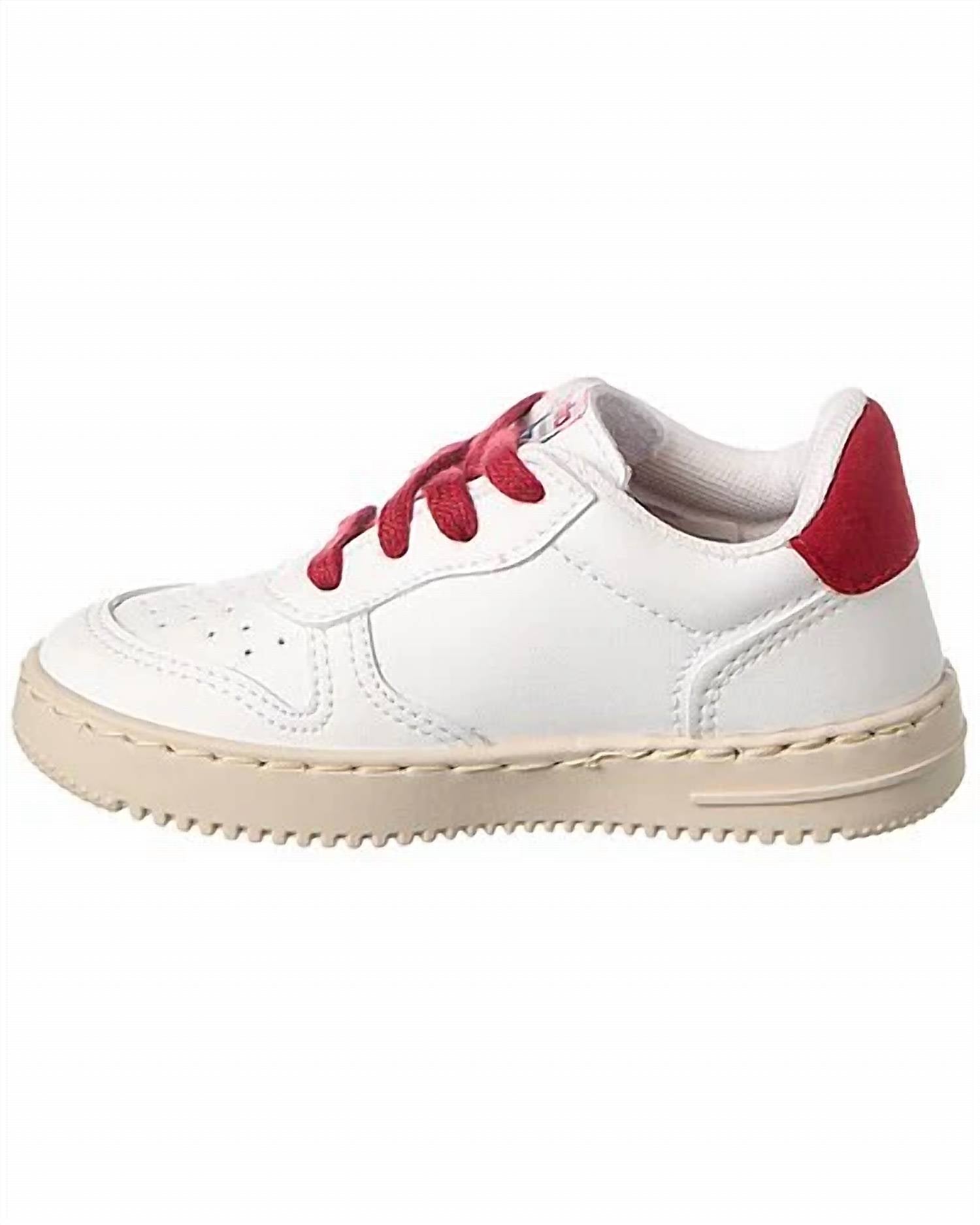 Cienta - Kid's Circle Laced Leather Sneakers