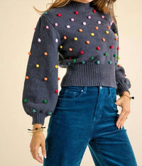 J.Nna - Rainbow Pom Pom Sweater